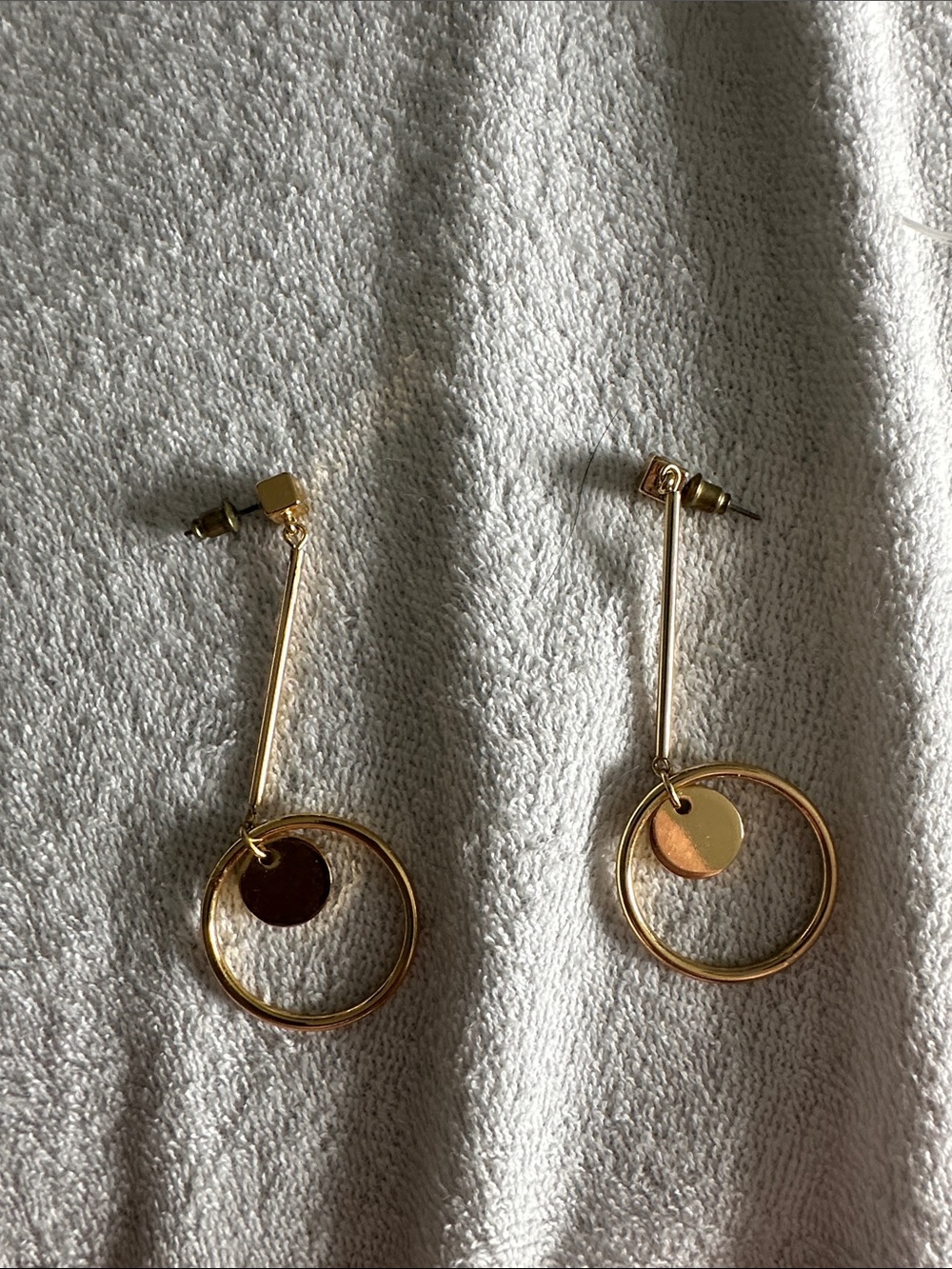 Uncommon James Gold Tone Linear Hoop Drop Earrings